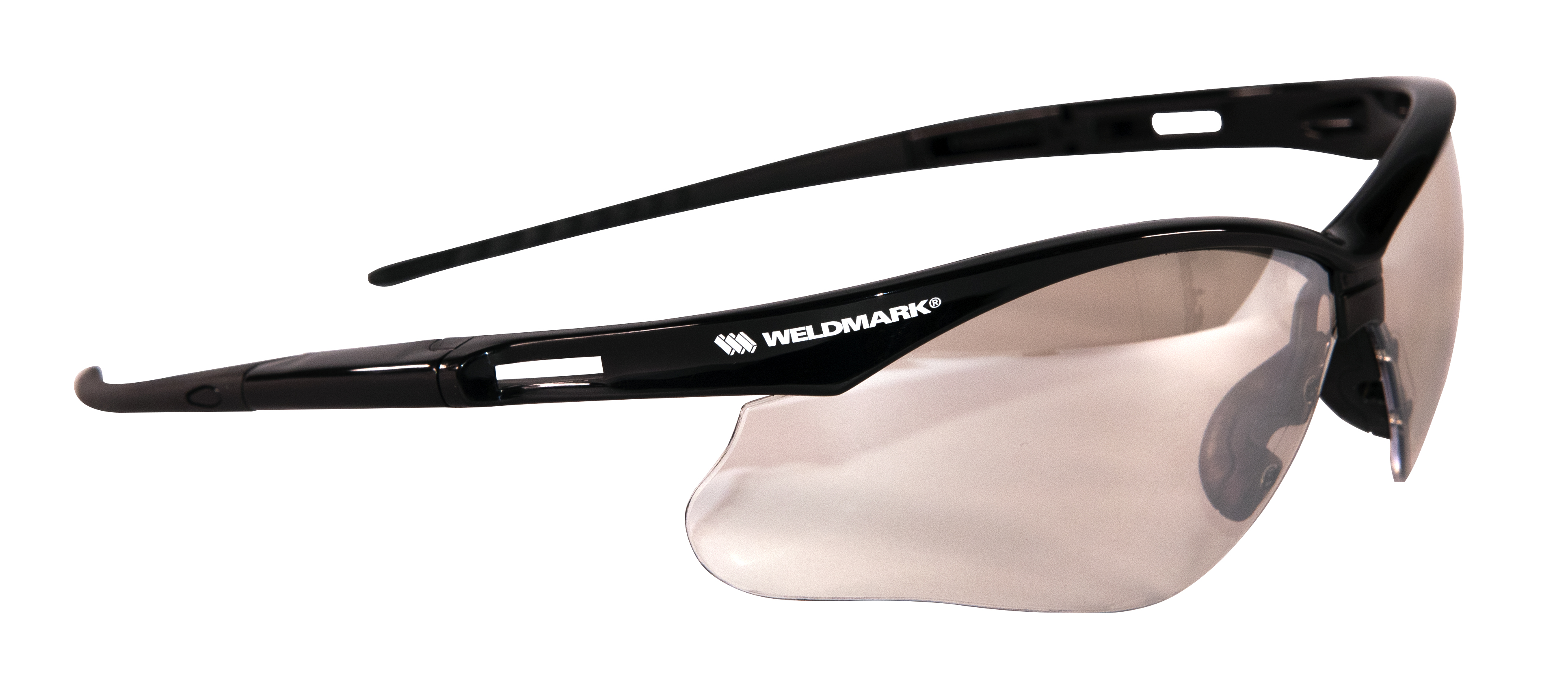 Weldmark by Jackson SG black half frame vision correcting safety glasses, with clear polycarbonate scratch resistant lenses.